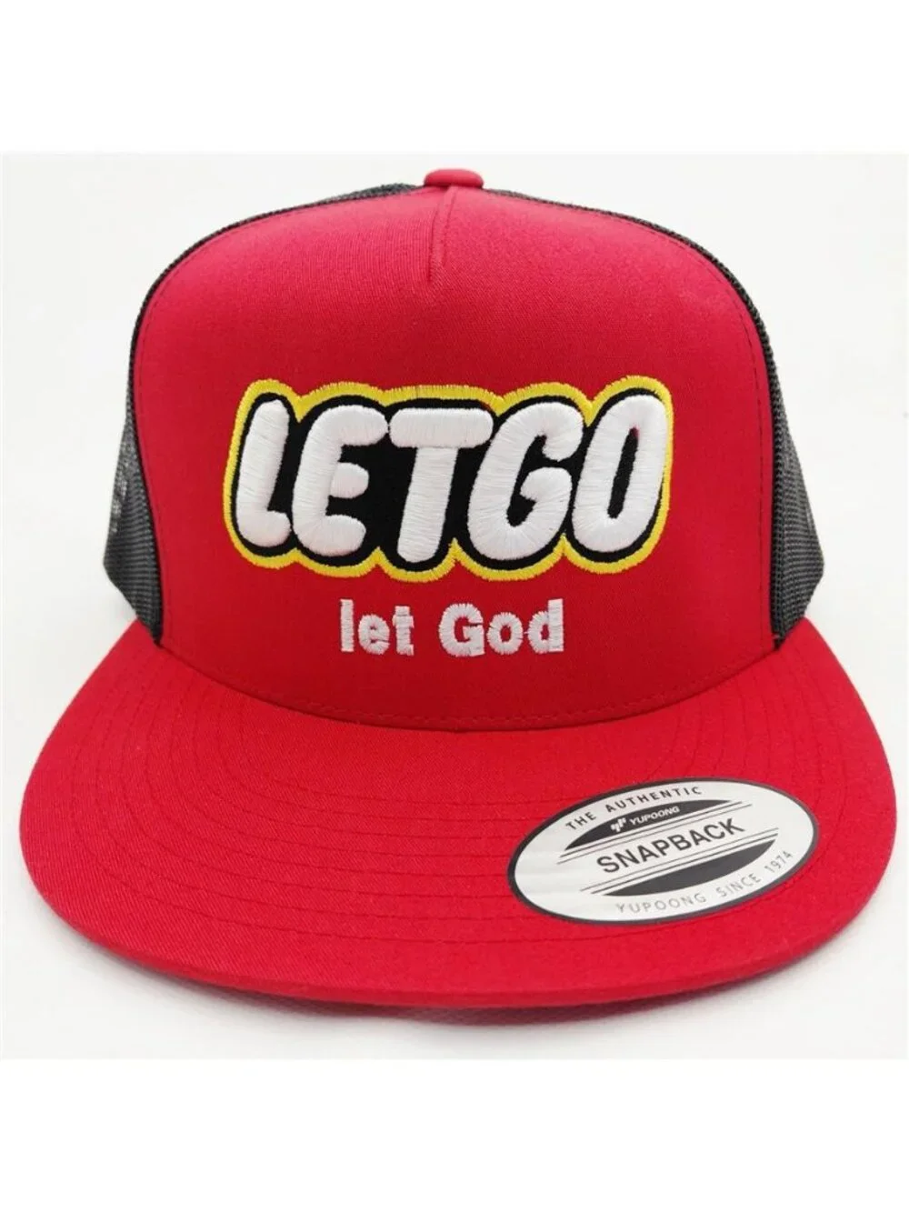 Retro LetGo Let God Faith Foam Trucker Hat Yupoong Flat Bill Snapback New Jesus